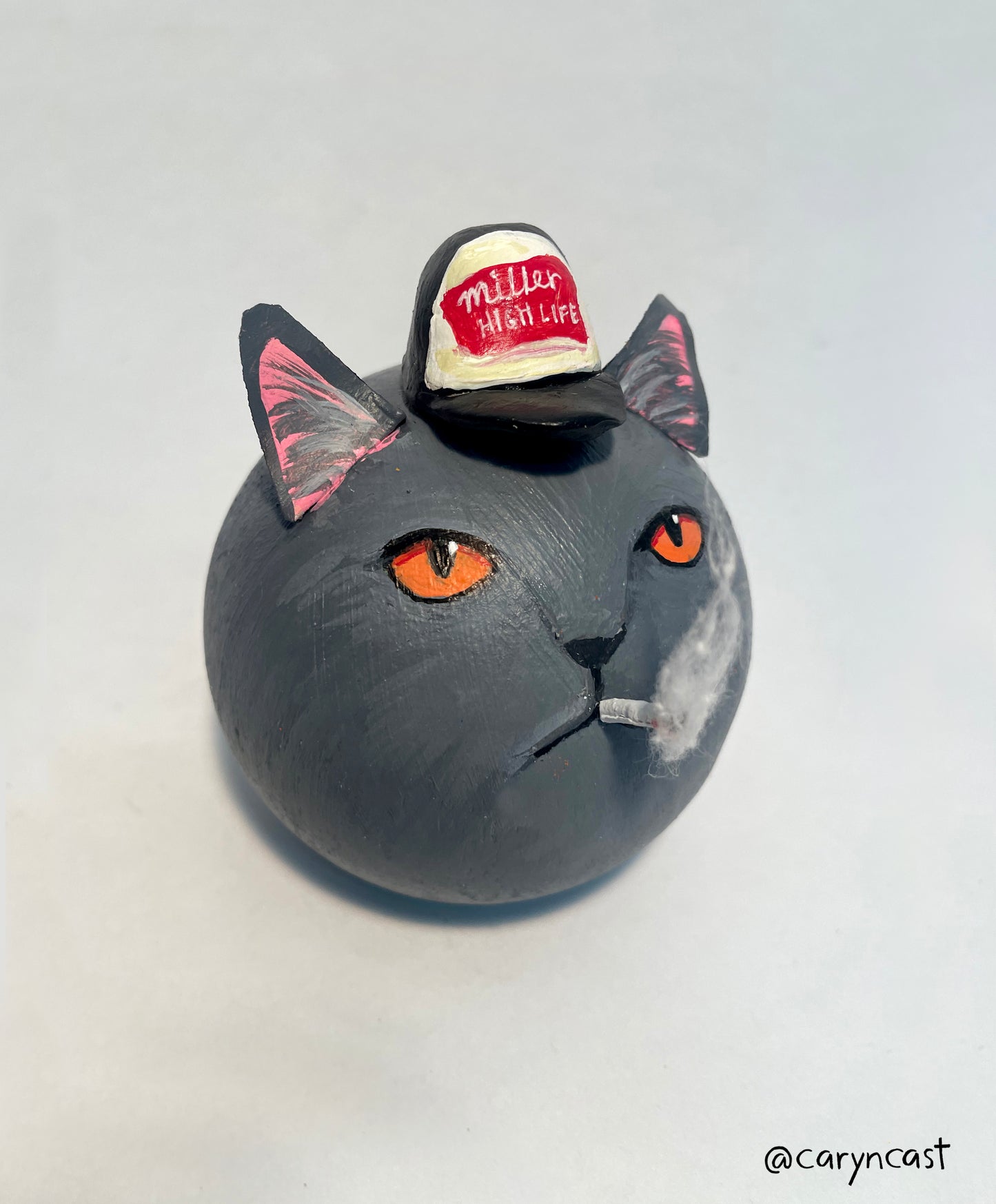 Bubbles the Smoking Cat Paperweight