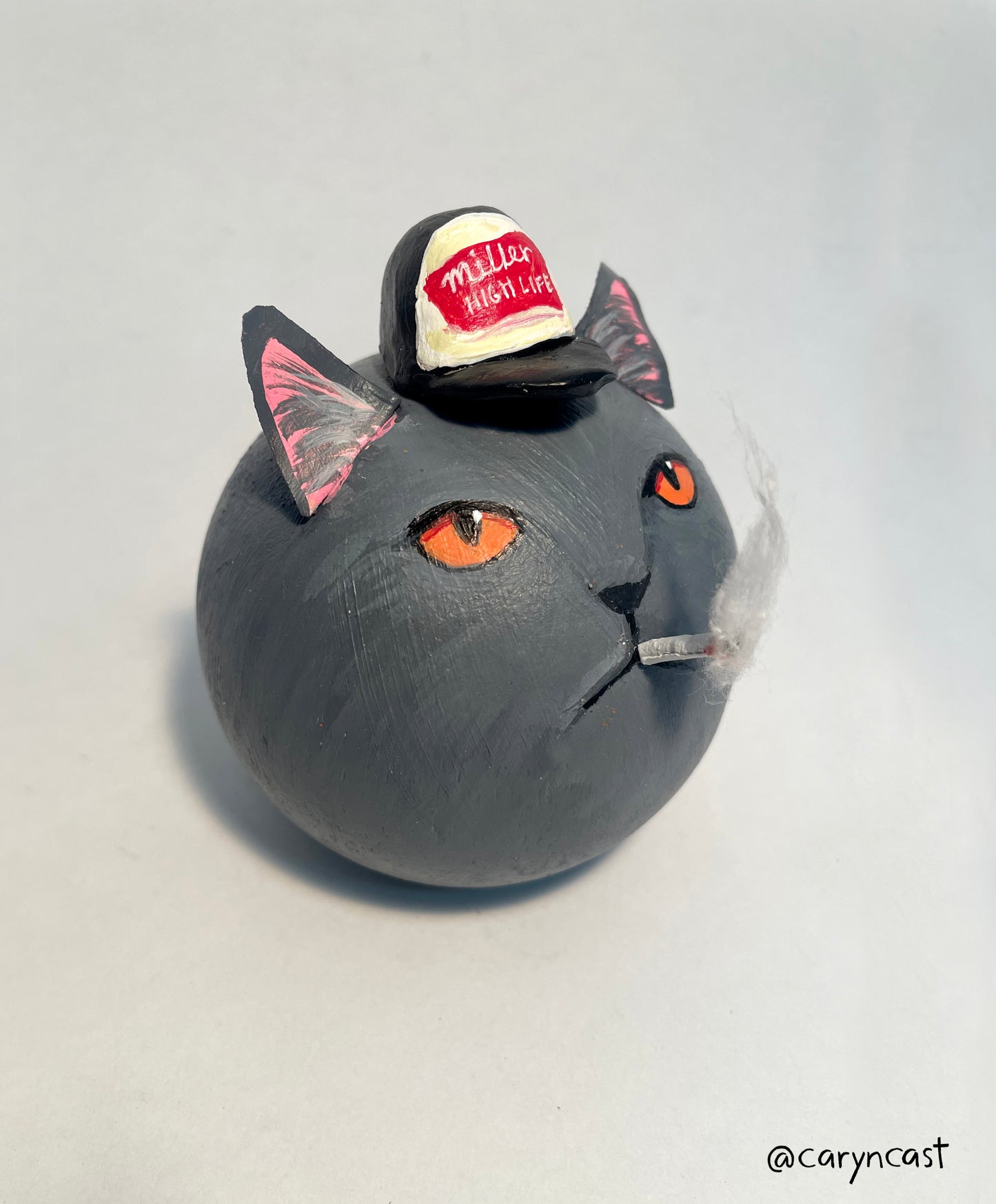 Bubbles the Smoking Cat Paperweight