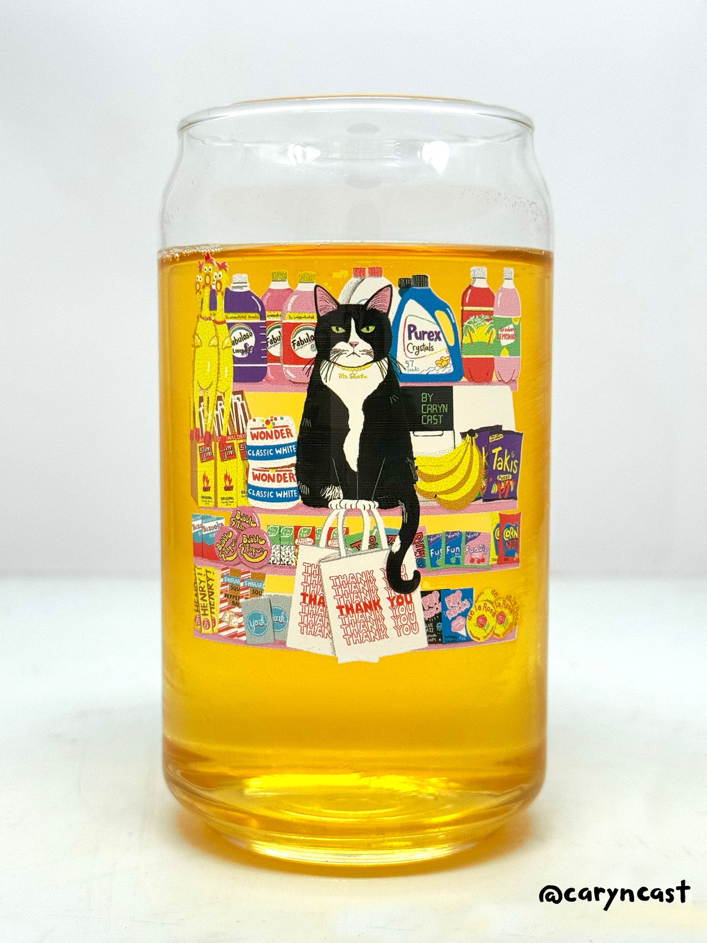Bodega Kitty Beer Can Glass