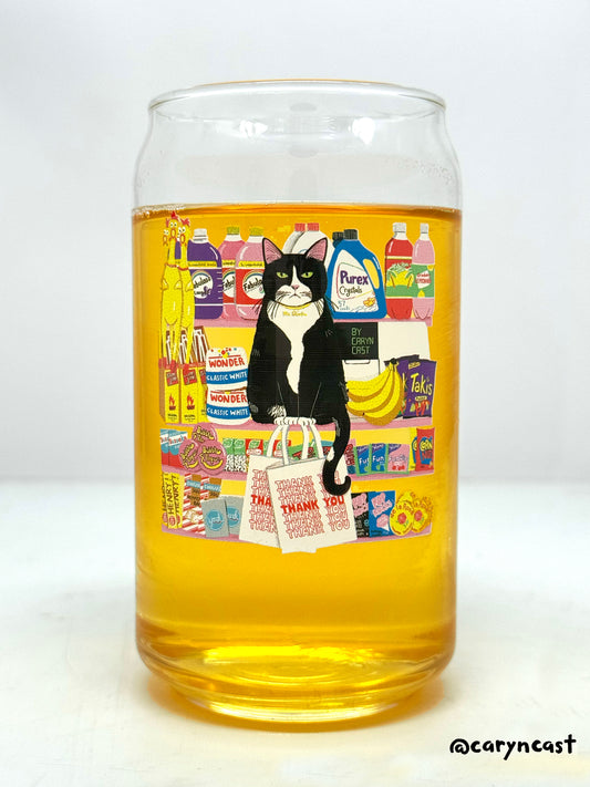Bodega Kitty Beer Can Glass