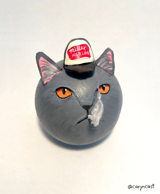 Bubbles the Smoking Cat Paperweight