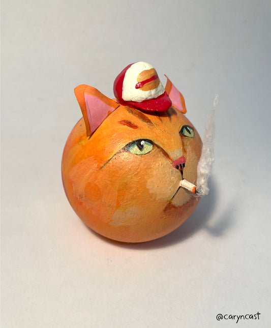 Cheddar the Smoking Cat Paperweight