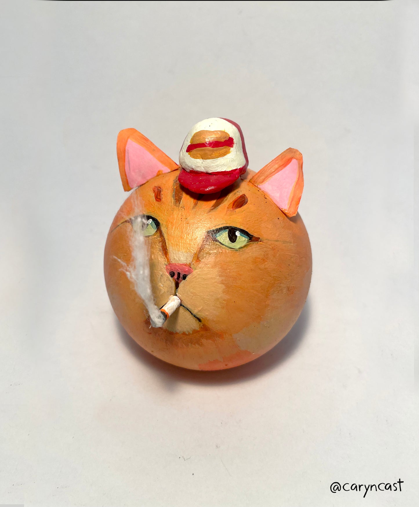 Cheddar the Smoking Cat Paperweight