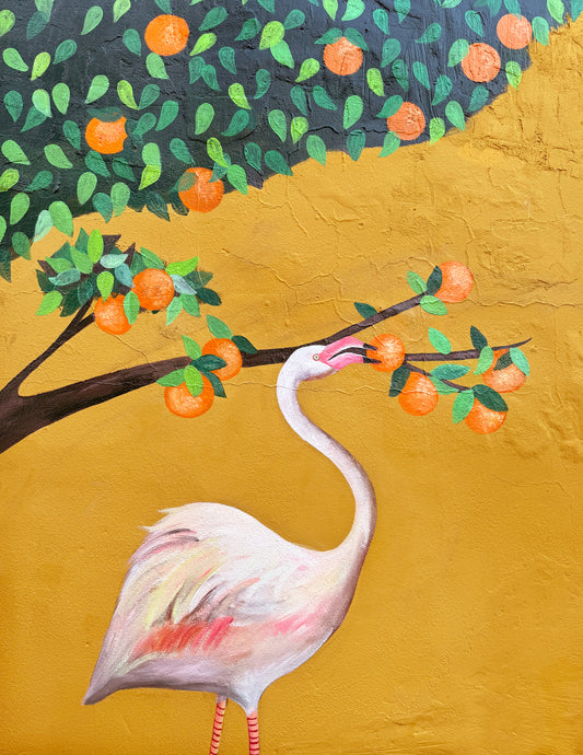 Flamingo in the Orange Tree