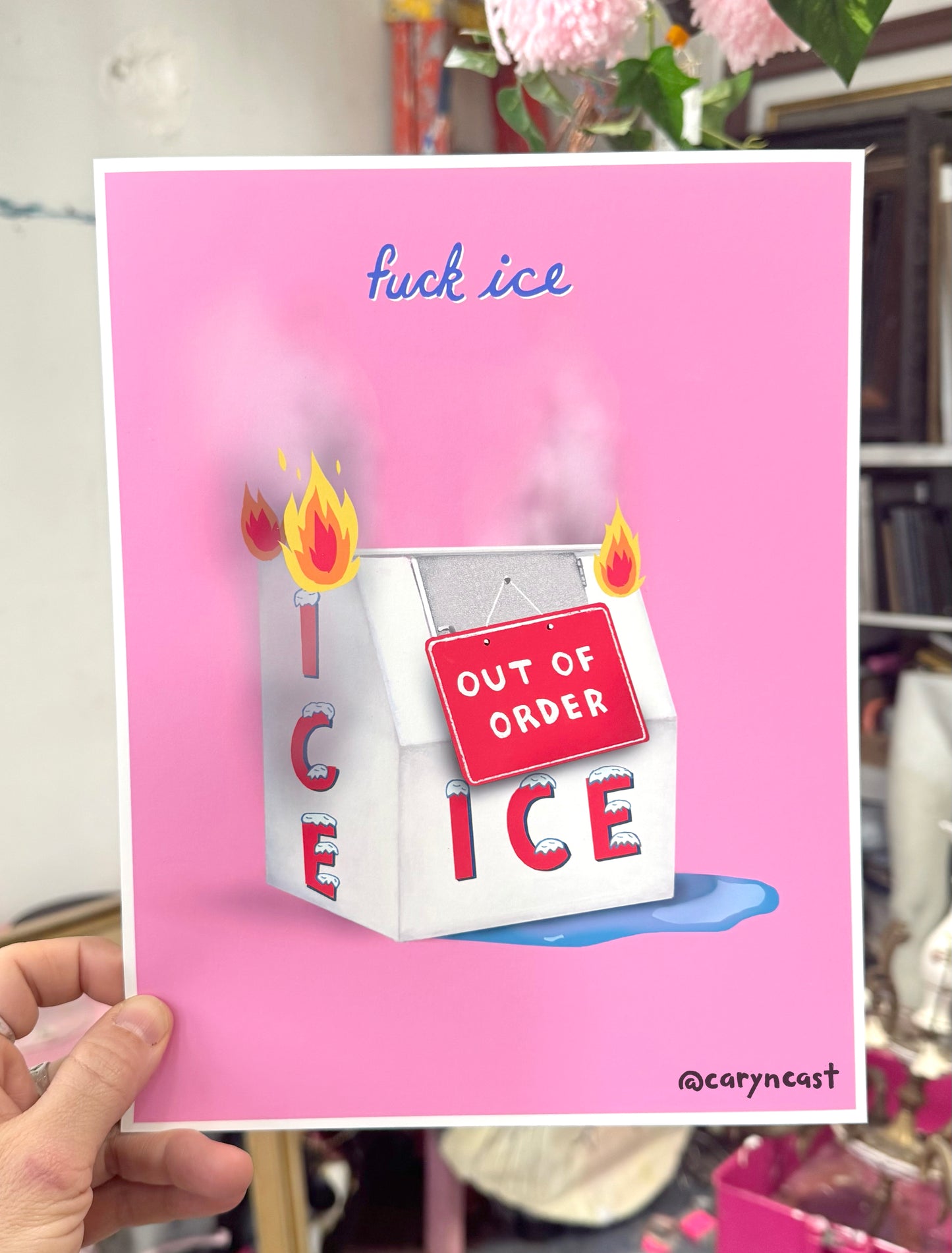 Fuck Ice Flaming Icebox Print