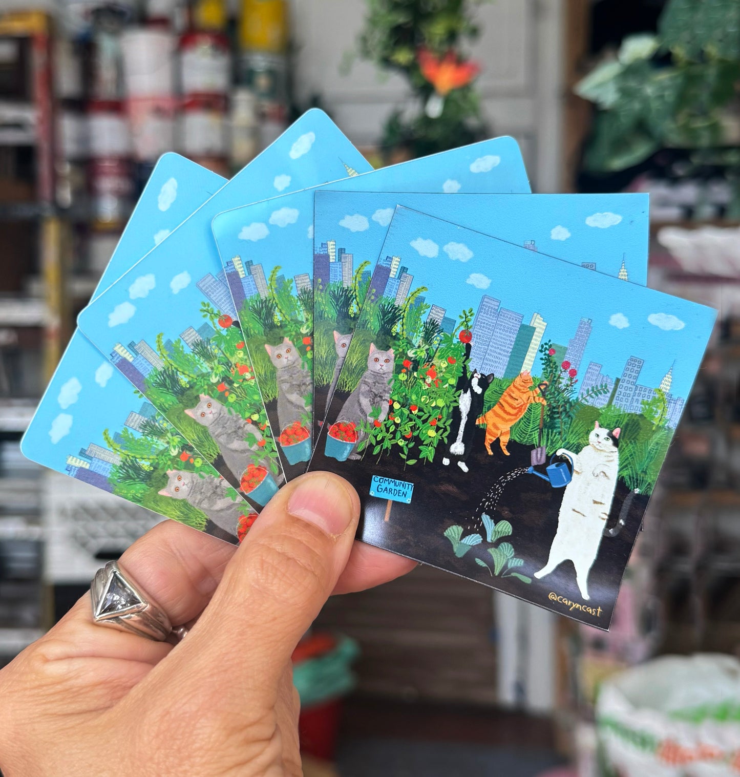 Gardening Cats Magnet by Caryn Cast