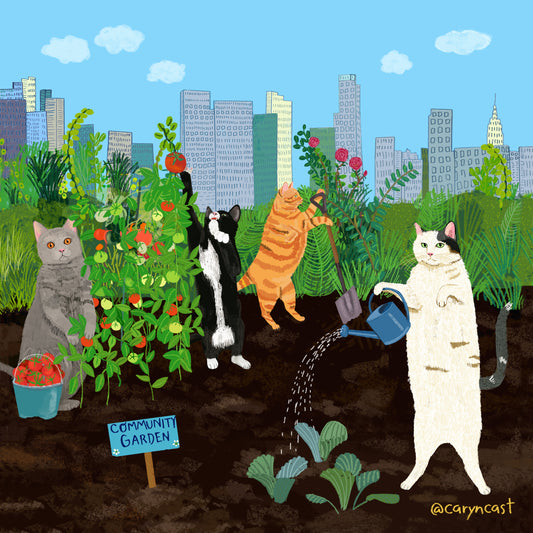 Gardening Cats Magnet by Caryn Cast