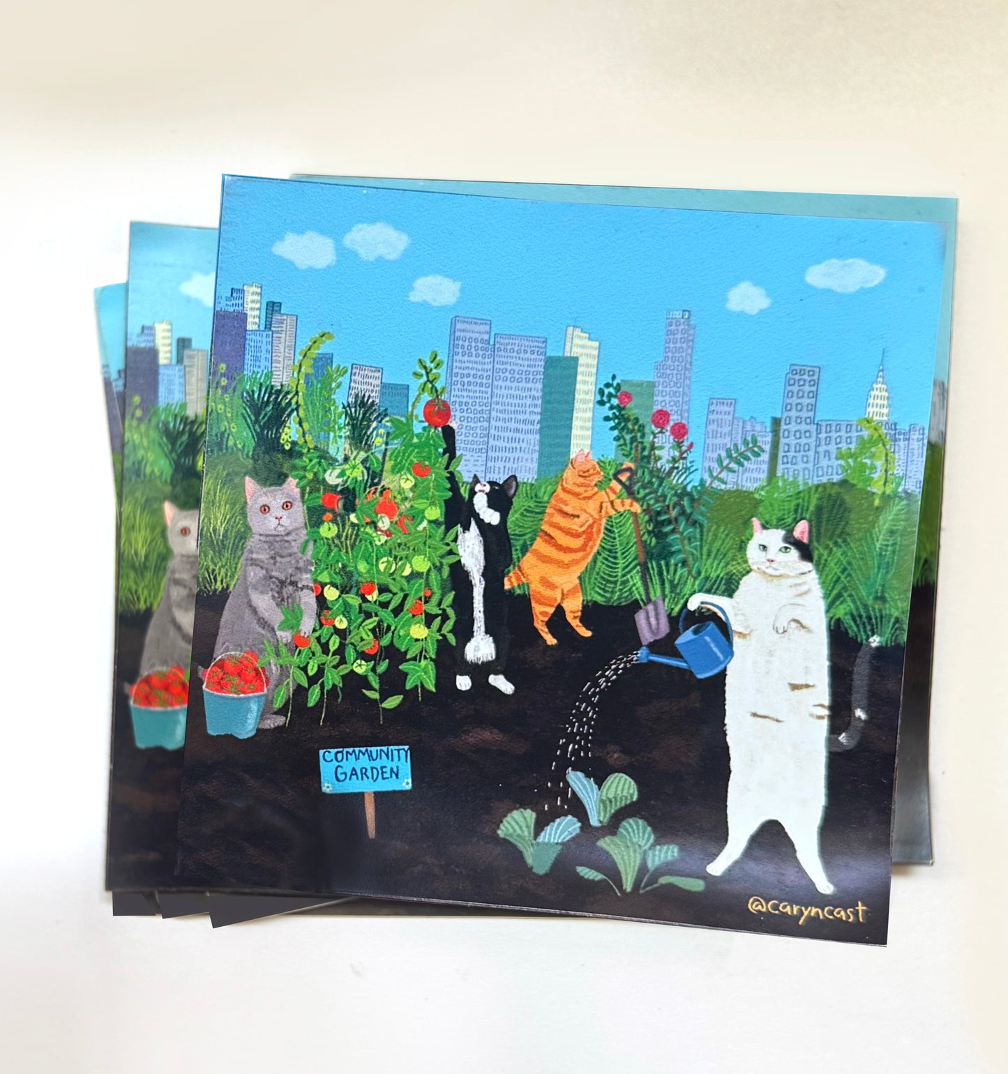 Gardening Cats Magnet by Caryn Cast