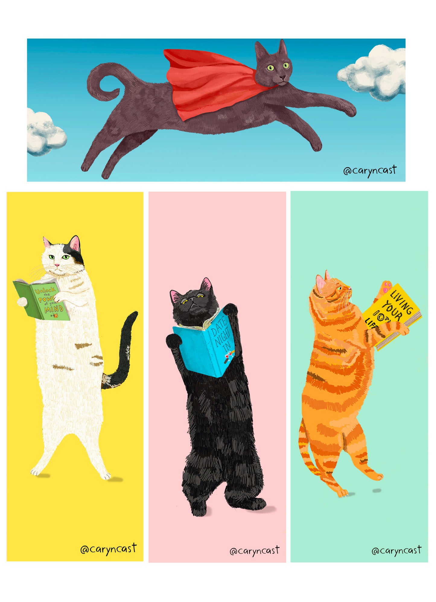 Reading Cats Bookmark Set