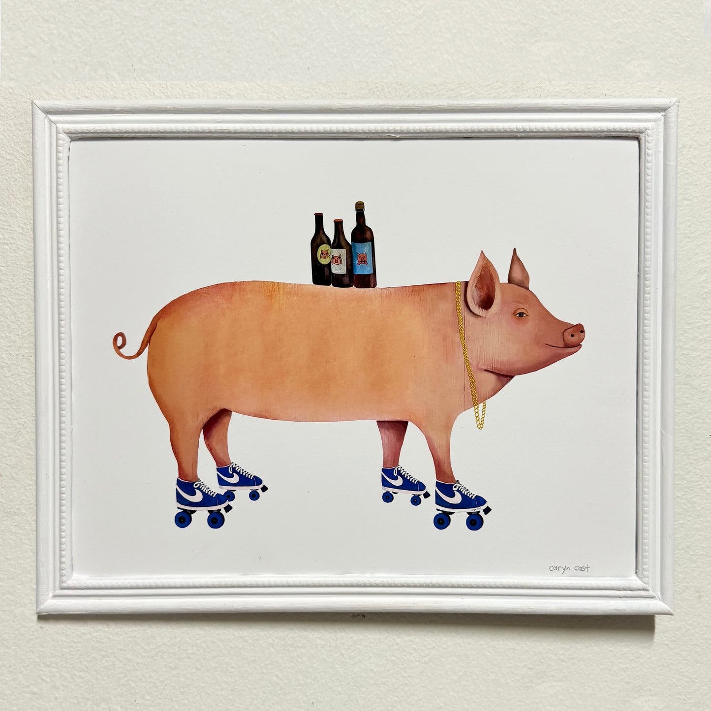 Pig on Roller Skates Print