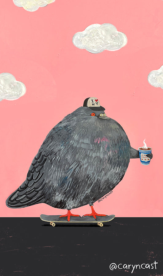 Skateboarding Pigeon Bookmark