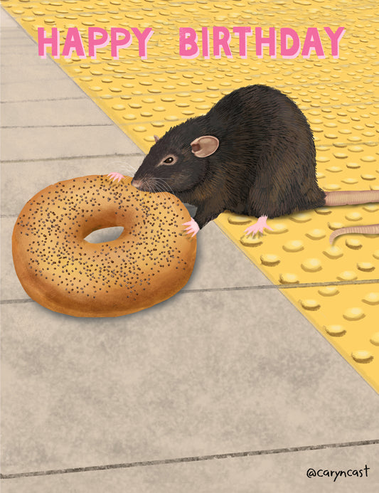 Bagel Rat Birthday Card