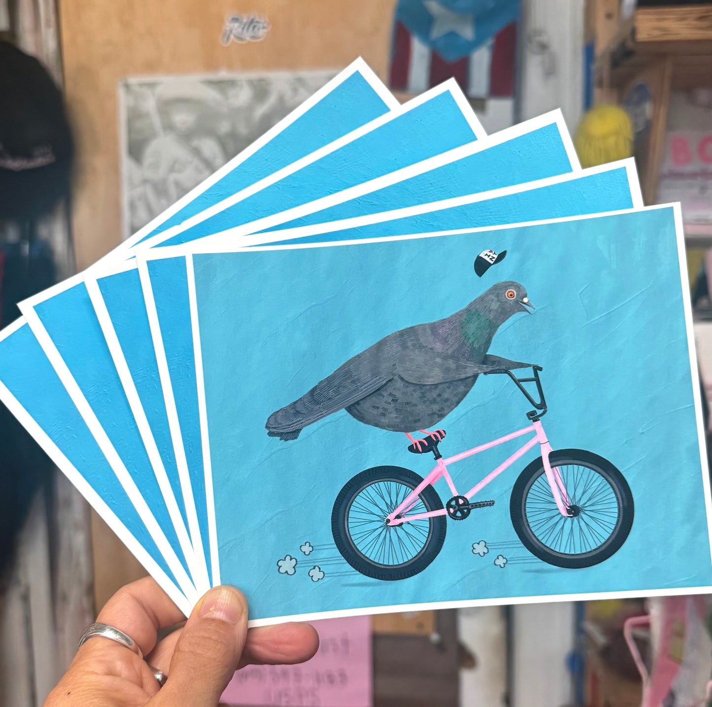 Pigeon on a Bike Postcard