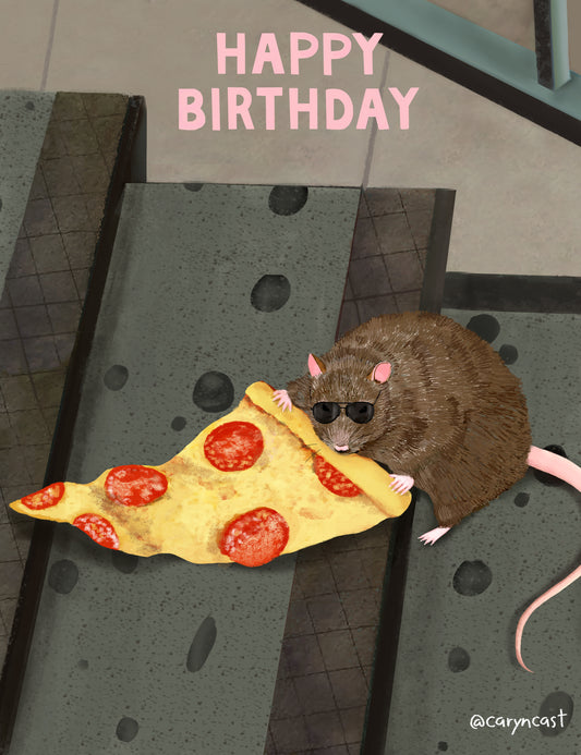 Pizza Rat Birthday Card